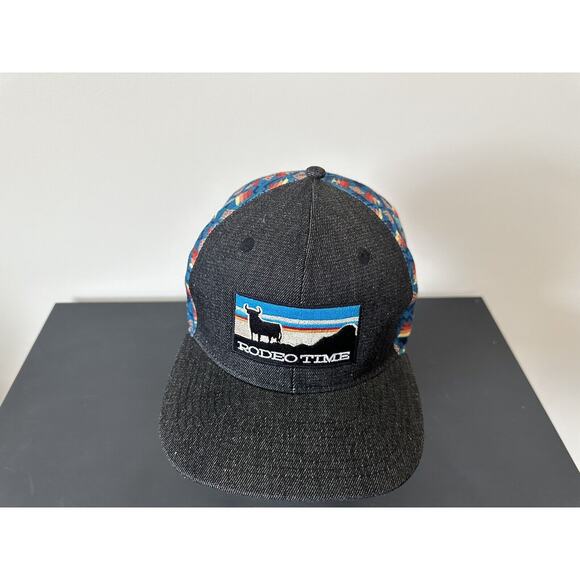 Rodeo Time Hat Dale Brigsby Santa Fe Back Black Denim Front Snapback Free Ship - Picture 3 of 5